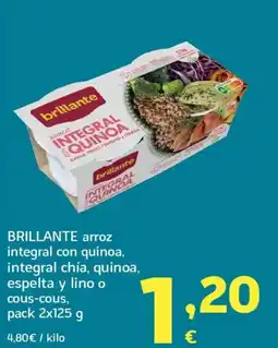 HiperDino BRILLANTE arroz integral con quinoa, integral chía, quinoa, espelta y lino o cous-cous oferta