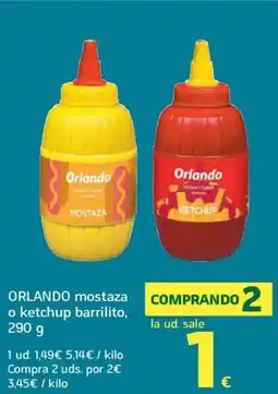 HiperDino ORLANDO mostaza o ketchup barrilito oferta