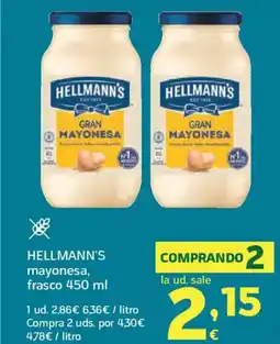 HiperDino HELLMANN'S mayonesa, frasco oferta