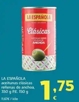 HiperDino LA ESPAÑOLA aceitunas clásicas rellenas de anchoa oferta