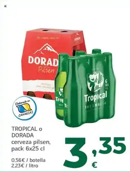 HiperDino TROPICAL O DORADA cerveza pilsen oferta