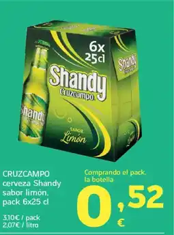 HiperDino CRUZCAMPO cerveza Shandy sabor limón oferta