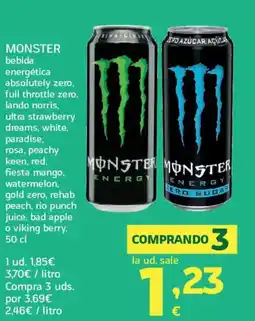 HiperDino MONSTER bebida energética absolutely zero oferta
