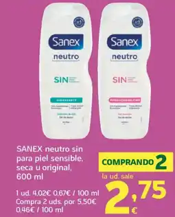 HiperDino SANEX neutro sin para piel sensible oferta