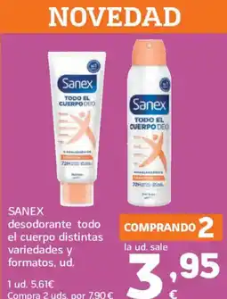 HiperDino SANEX desodorante todo el cuerpo distintas variedades y formatos oferta