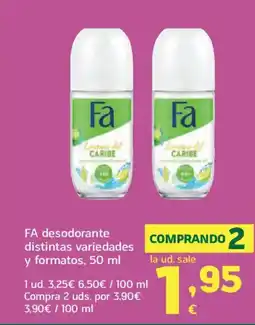 HiperDino FA desodorante distintas variedades y formatos oferta