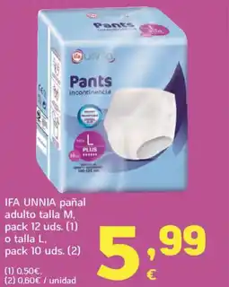 HiperDino IFA UNNIA pañal adulto talla M o talla L oferta