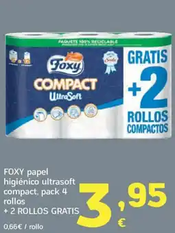 HiperDino FOXY papel higiénico ultrasoft compact oferta