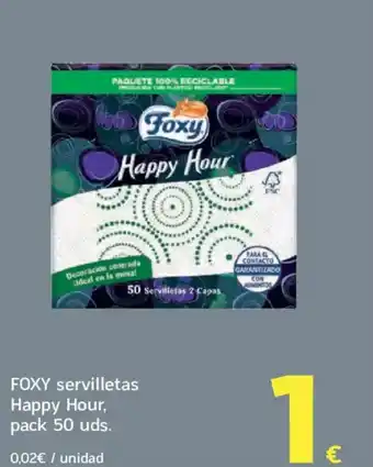 HiperDino FOXY servilletas Happy Hour oferta