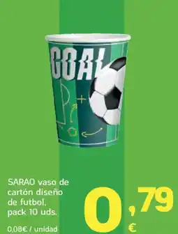 HiperDino SARAO vaso de cartón diseño de futbol oferta
