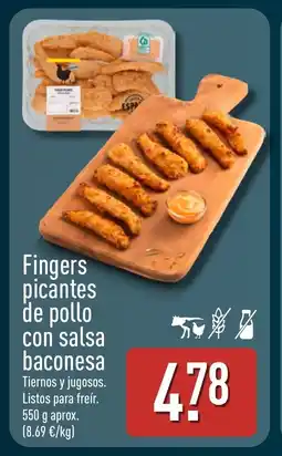 ALDI Fingers picantes de pollo con salsa baconesa oferta