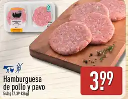 ALDI Hamburguesa de pollo y pavo oferta