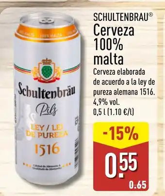 ALDI SCHULTENBRAU Cerveza 100% malta oferta