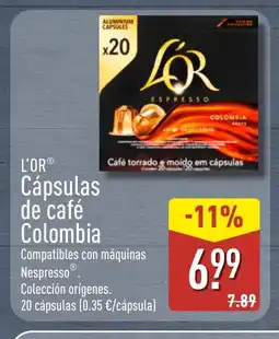 ALDI L'OR Cápsulas de café Colombia oferta