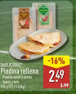 ALDI DAYLICIOUS Piadina rellena Provola dolce y jamón oferta