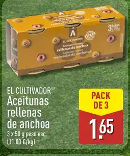 ALDI EL CULTIVADOR Aceitunas rellenas de anchoa oferta