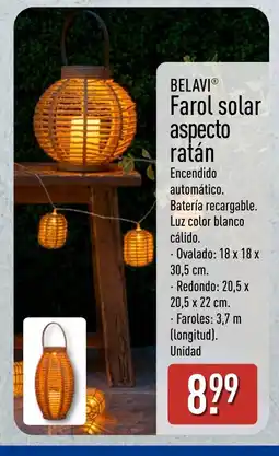 ALDI BELAVI Farol solar aspecto ratán oferta
