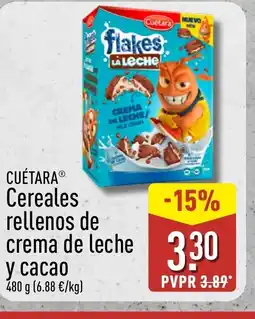 ALDI CUÉTARA Cereales rellenos de crema de leche y cacao oferta