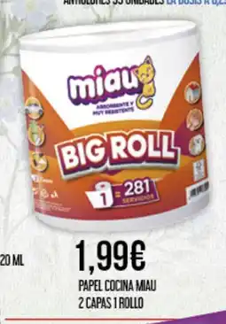 Claudio MIAU Papel cocina 2 capas 1 rollo oferta