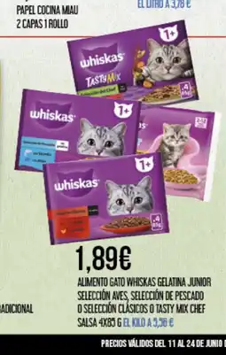 Claudio WHISKAS Alimento gato gelatina junior selección aves, selección de pescado o selección clásicos o tasty mix chef oferta