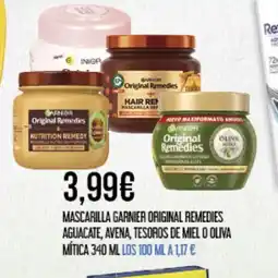 Claudio Mascarilla garnier original remedies aguacate, avena, tesoros de miel o oliva mítica oferta