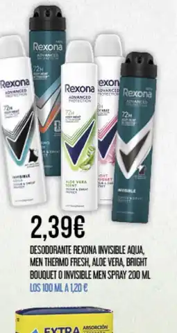 Claudio REXONA Desodorante invisible aqua, men thermo fresh, aloe vera, bright bouquet o invisible men spray oferta