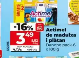 Dia DANONE Actimel de maduixa i plàtan oferta