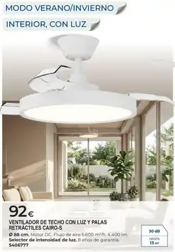 BigMat Ventilador de techo con luz y palas retráctiles cairo-s oferta