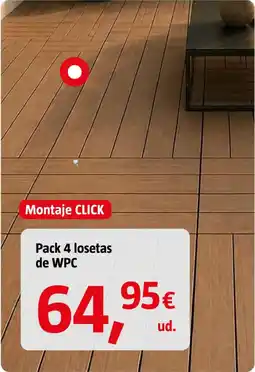 Bauhaus Pack 4 losetas de WPC oferta