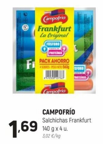 Coviran Campofrío Salchichas Frankfurt 140 g x 4 u oferta