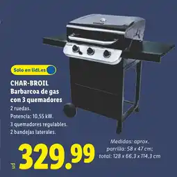 Lidl CHAR-BROIL Barbarcoa de gas con 3 quemadores oferta