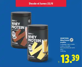Lidl SPORTYFEEL Whey Protein en polvo oferta