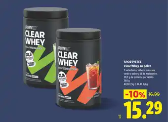 Lidl SPORTYFEEL Clear Whey en polvo oferta