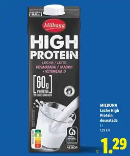 Lidl MILBONA Leche High Protein desnatada oferta