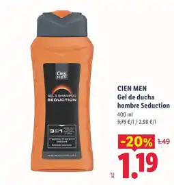 Lidl CIEN MEN Gel de ducha hombre Seduction oferta
