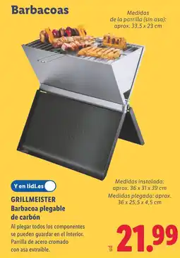Lidl GRILLMEISTER Barbacoa plegable de carbón oferta