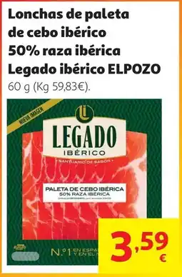 Alcampo Elpozo - lonchas de paleta de cebo ibérico 50% raza ibérica legado ibérico oferta