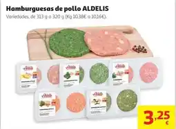 Alcampo Hamburguesa pollo con calabacin y queso aldelis 320g oferta