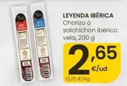 Eroski Leyenda ibérica - chorizo o salchichon iberico vela oferta