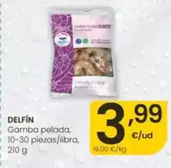 Eroski Delfín - gamba pelada, 10-30 piezas/libra oferta