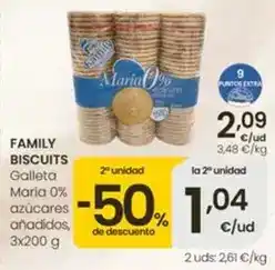 Eroski Family biscuits - galleta maría 0% azúcares anadidos oferta