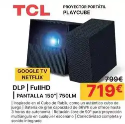 Dynos Informática Tcl - proyector portátil playcube dlp | fullhd pantalla 150| 750lm oferta