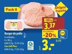 Lidl Burger de pollo oferta
