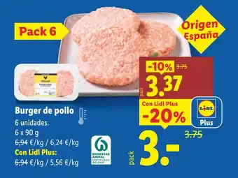 Lidl Burger de pollo oferta