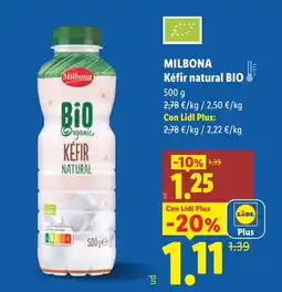 Lidl MILBONA Kéfir natural BIO oferta