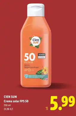 Lidl CIEN SUN Crema solar FPS 50 oferta