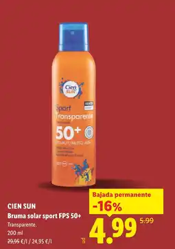 Lidl CIEN SUN Bruma solar sport FPS 50+ oferta