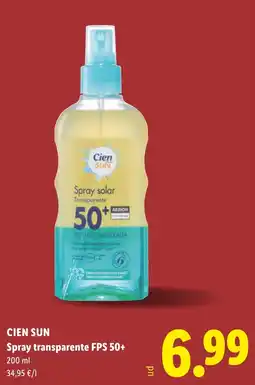 Lidl CIEN SUN Spray transparente FPS 50+ oferta