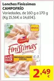 Alcampo Pechuga de pavo finissimas campofrio lonchas 165g oferta