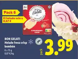 Lidl BON GELATI Helado fresa crisp bombón oferta